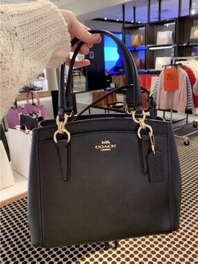 Coach Black Leather Crossbody Satchel